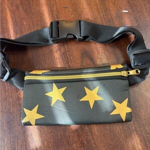 Source Unknown Black and Gold Star Belt Bag